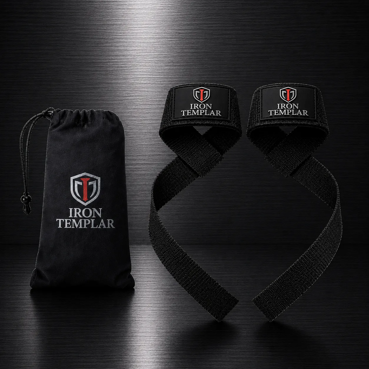 Iron Templar Black Lifting Straps - Padded Weightlifting Lasso Wrist Straps for Deadlifts and Heavy Pulls