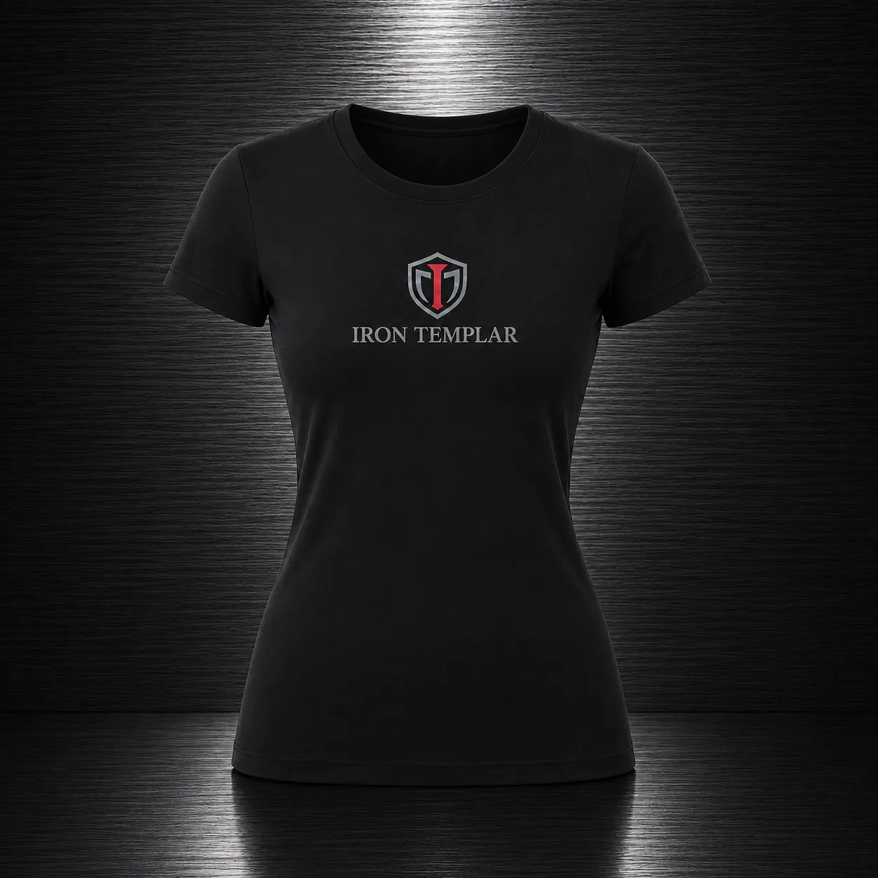 Iron Templar Women's T-Shirt - Premium Athletic Fit Short Sleeve Black Workout Tee with Logo